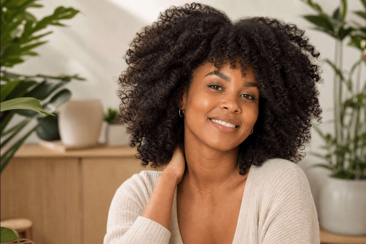 Woman with full, healthy hair